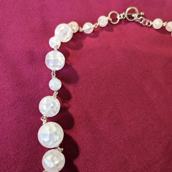 Crackle Quartz Necklace White Crystals Natural Protection Silver Handmade Art - Picture 7 of 9